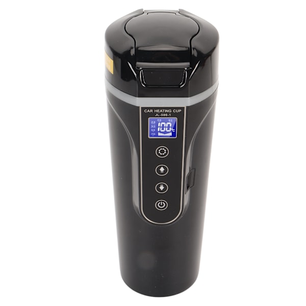 Resa Elektrisk Vattenkokare 500ml Svart vattentemperaturdisplay 96W 12V 24V Bilvärmemugg för te kaffe