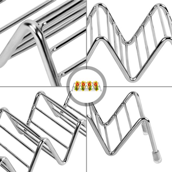 Glad Tacoholder, 4-pak tacoholdere i rustfrit stål V Space Taco-holdere med beskyttelsesspidser f