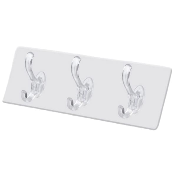 Wall Mounted Coat Rack PVC Strong Stable Multifunctional Simple Wall Hanger with 3 Hooks for Clothes Hats