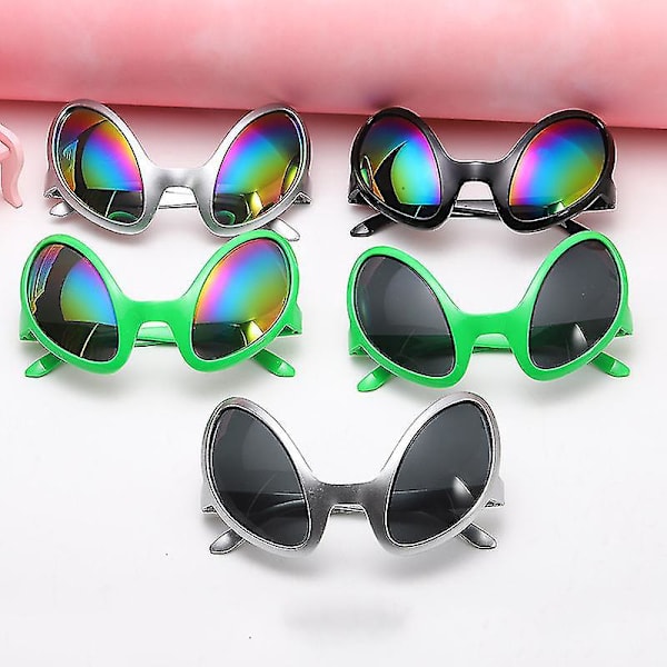 6 st Alien Solglasögon Set för Vuxna och Barn Fest - Gröna Plast Alien Solglasögon