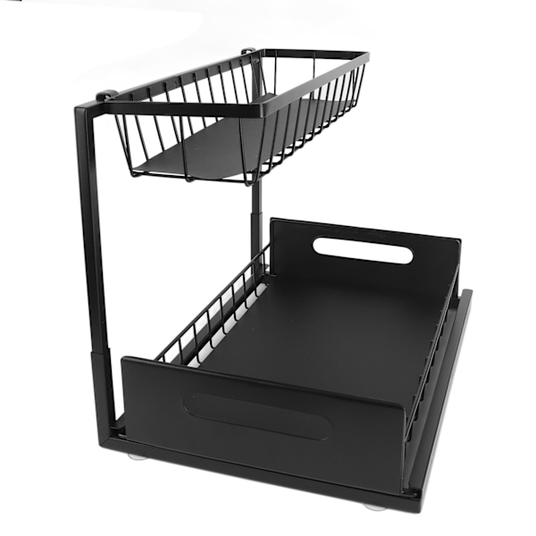 Under diskbänken Organizer L Shape 2-vånings utskjutbar diskbänkshylla för under köket, handfat och förvaring Svart