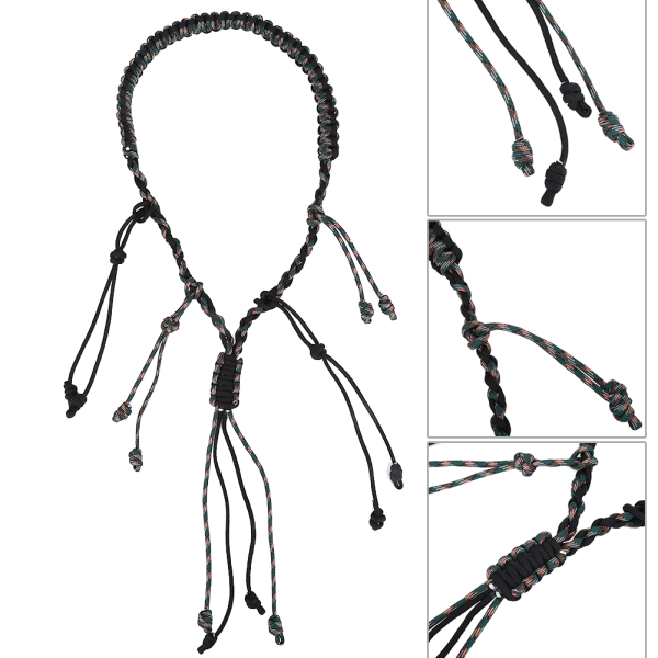 Bärbar Nylon Duck Goose Call Lanyard Braid Paracord för utomhusjakt (svart+CP kamouflage)