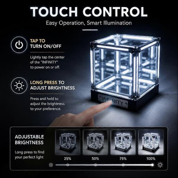 Hypercube LED-boks DIY trådløs bordlampe figurdisplay 4D-boks afgrundstunnelpynt hvidt lys