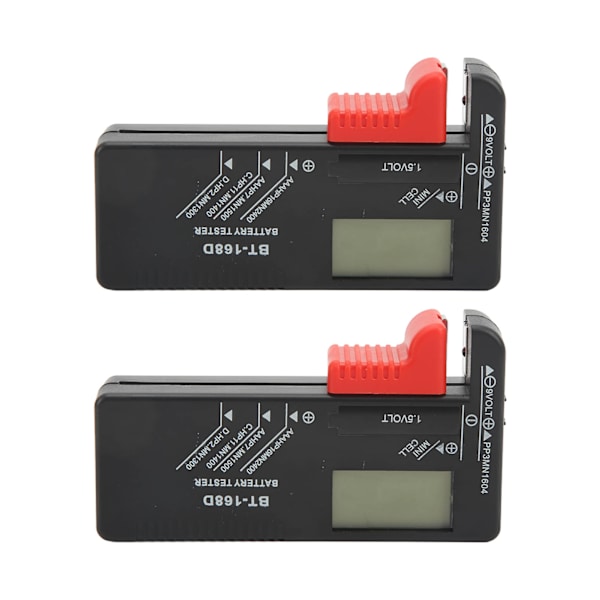 2 stk Batteritest Kapacitetsmåler Digital Display Værktøj til AA AAA 9V 1,5V