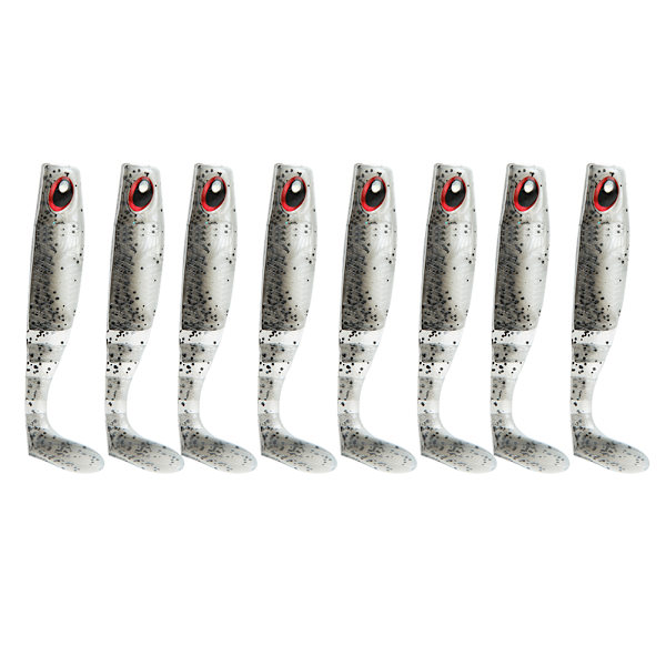 AR29 8 stk mykt agn mask 60 mm 2,5 g fiske agn dobbelfarget T hale kunstig TPR agn