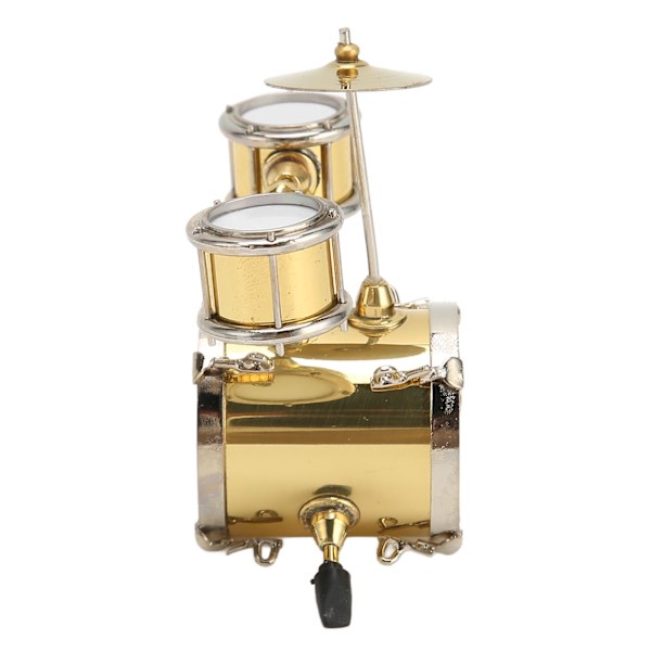 Koppar miniatyr trumset modell med fodral Mini slagverk musikinstrument modell dockhus prydnad