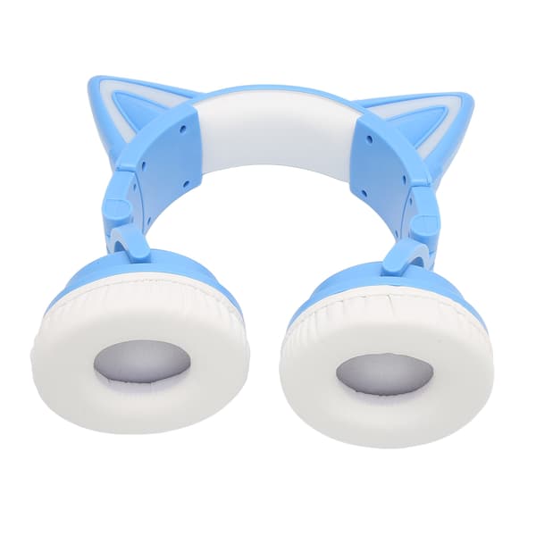 Cat Ear Bluetooth Headset Stereo Cute High Sensitivity Built-in Microphone Adjustable LED Kids Headset with 3.5mm Cable Blue