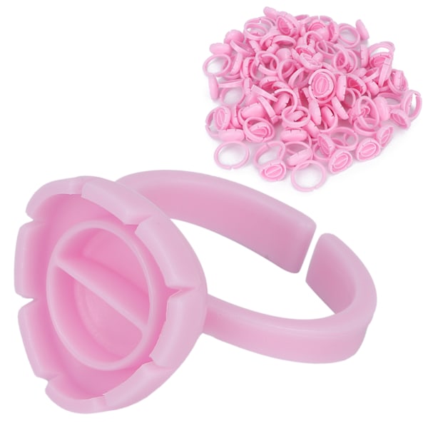 100 stk Lash Lim Holder Ring Cup Øyenvippeforlengelse Quick Blossom Cup Lash Organizer Tool Rosa