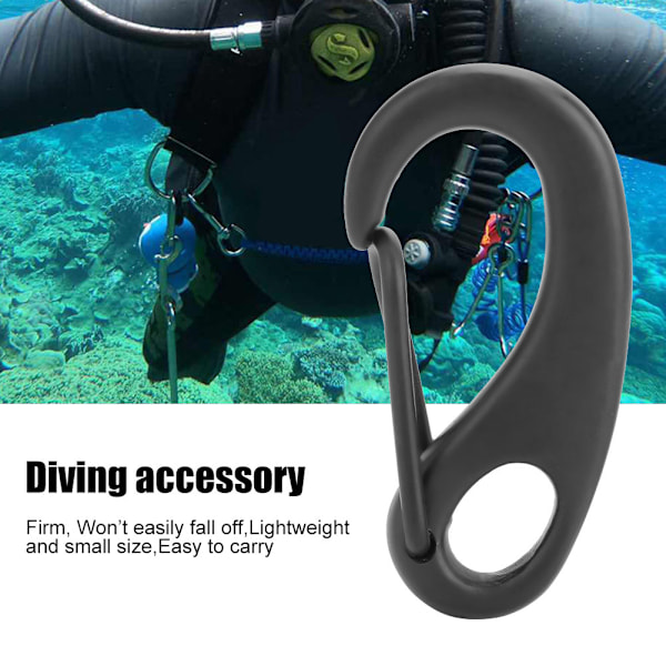 316 Rustfrit Stål Snap Hook Clip Bolt Kit Scuba Diving Tilbehør (50MM, Sort)