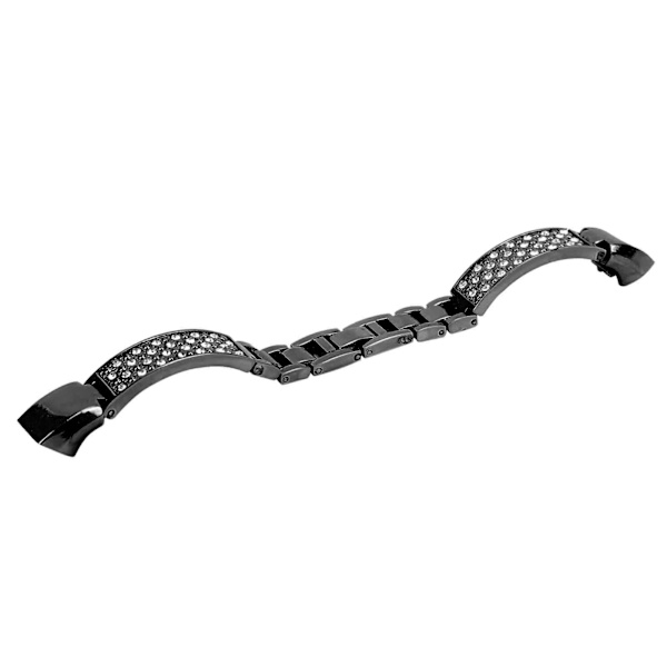 Armband i rostfritt stål för kvinnor inlägg strass Armband Handledsdekoration för FitbitBlack