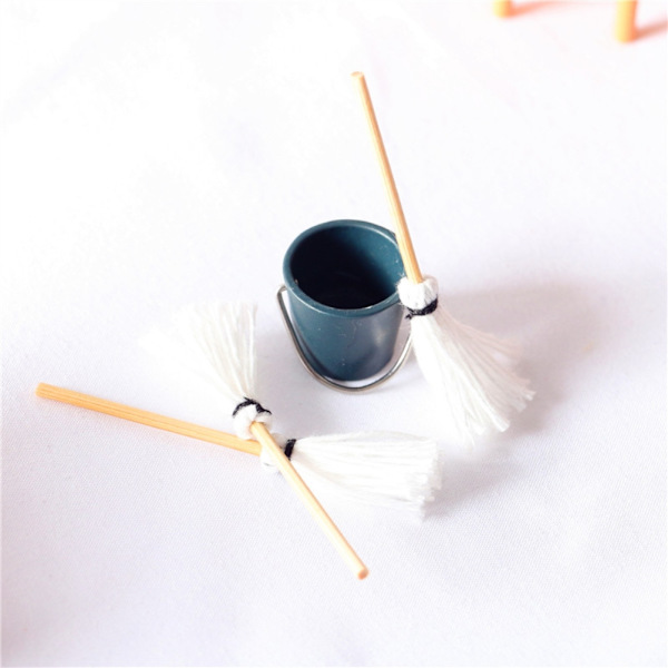 Nukkekoti Miniatyyri Mop ja Ämpäri Nukkekoti Siivousvälineet Realistinen Mini Mop ja Ämpäri Setti Keittiö Kotivarusteet