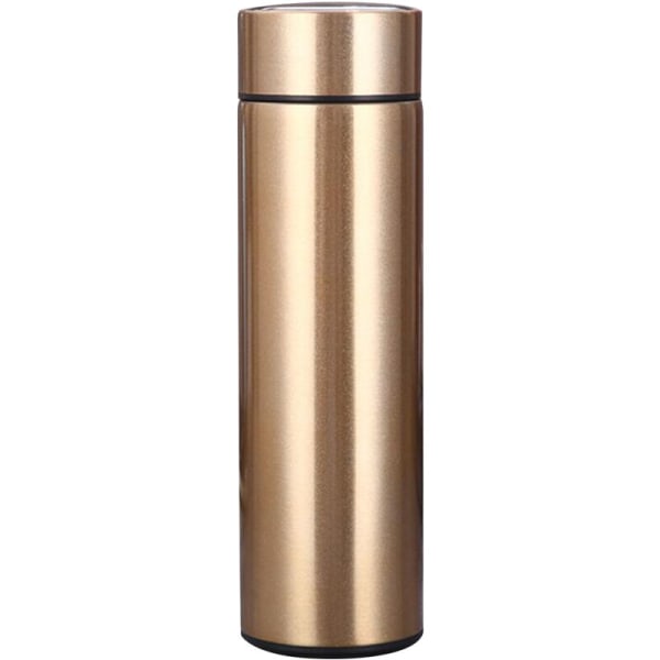 17 oz vakuumisoleret kaffekrus Dobbeltvægget vandflaske med LED-temperaturdisplay Aftageligt filter Slankt rejsekaffekrus, guld, model: guld