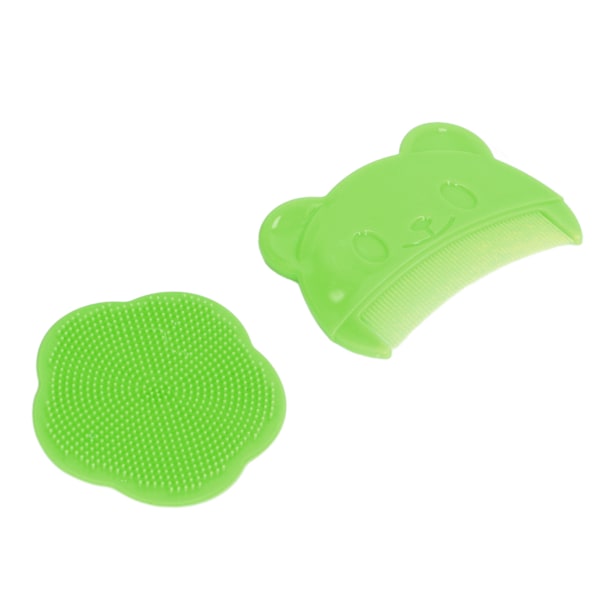 2ST Baby Scalp Brush Set Mjuk sensorisk silikon badborste Bekväm nyfödda hårbotten Badverktyg Grön