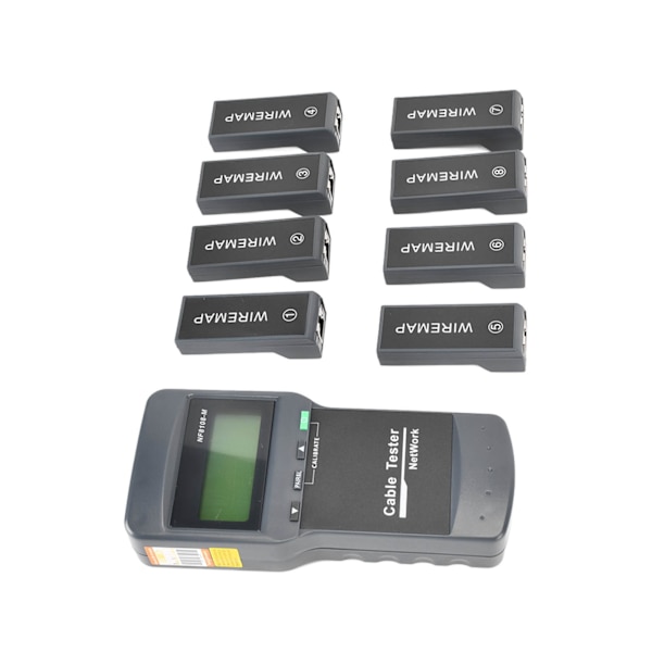 F‑8108‑M LCD Display Netværkskabellængdetester Kabeltrådsfejlfinder med 8 fjernenheder