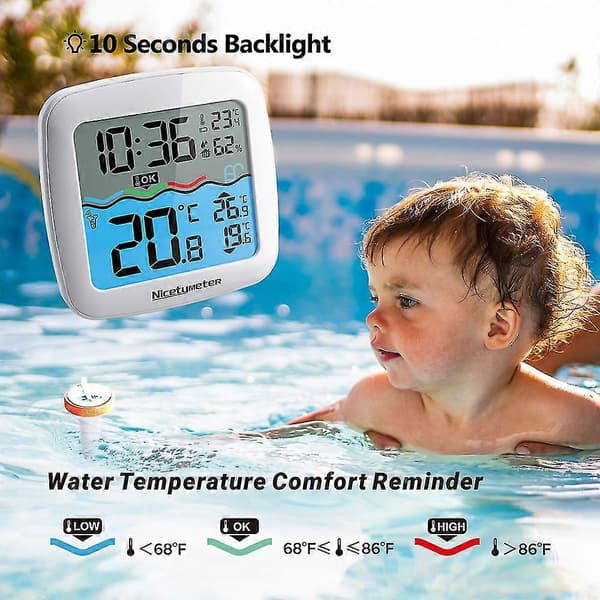 Vandtæt swimmingpooltermometer 3 kanaler trådløs forbindelse LCD digitalt termometersæt Czech Republic