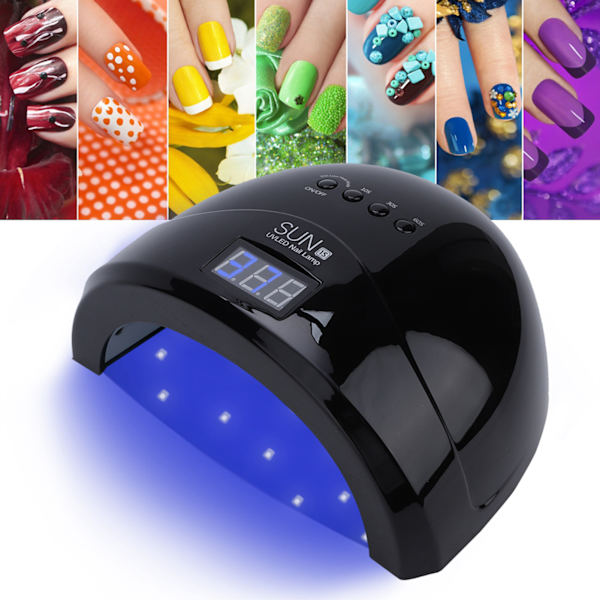 48W UV LED-lampa Nageltork Dual Light Source Gel Polish Lamp Light Manicure Curing Black US