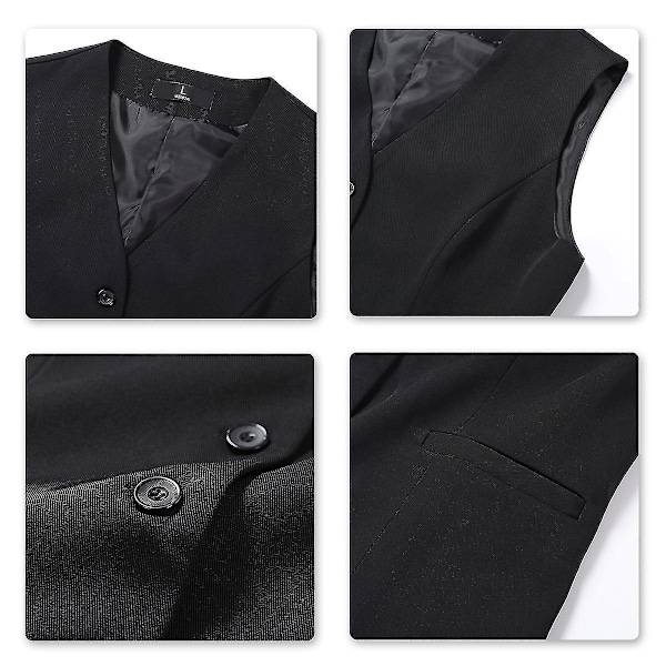 Dame XL Sort V-Hals Forretningsformel Vest