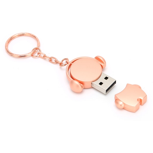U Disk Tecknad Bil USB 2.0 Flash Drive Höghastighetsöverföring Lagringsenhet Roséguld (64GB)