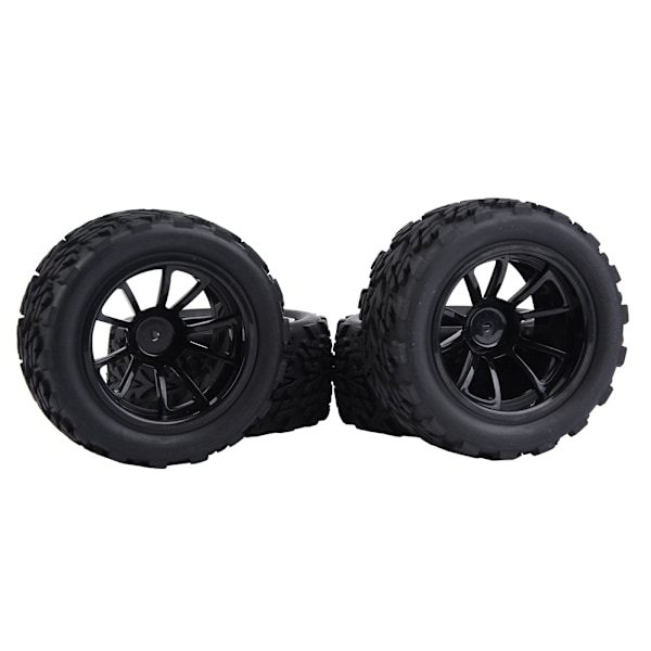 4 kpl. mallin autojen renkaita kumilla ja navalla 1/10 mittakaavan RC-kuorma-autoille (10 reikää)
