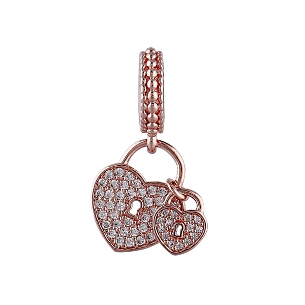 Pandora Pavé Heart Hänglås Dangle Berlock - Rose