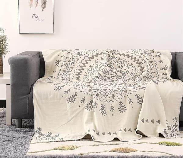Bomuldsternet Boho Sengetæppe Dobbeltsidet Ternet Sengetøj Sofatæppe 150 X 200 Cm color 5