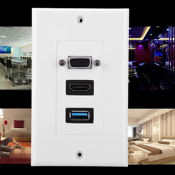 3-ports VGA HDMI USB3.0 vægmonteret paneladapter