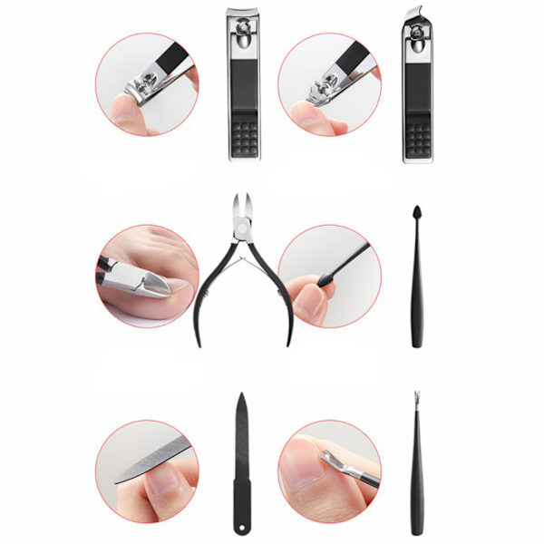 8 st Nagelklipper Set Professionell Effektiv Säker Nagelklippare Pedikyr Set för hemresor