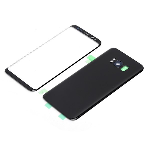 Mobiltelefon Bagside Glas Cover Front Skærm Glas Linse Udskiftningssæt til Samsung S8 Sort