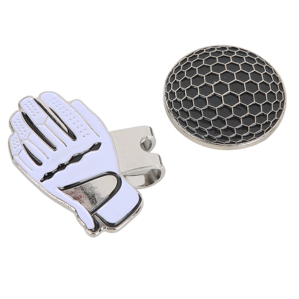 Mini handskeformet rustfrit stål golf hat klips med magnetisk boldmarkør sort hvid