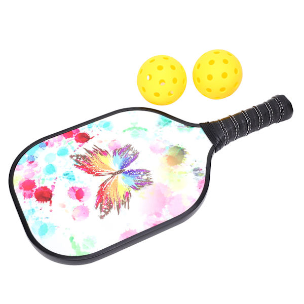 2 st Pickleball Paddel Set Utomhus Sport Bärbar Kolfiber Racket med 2 Bollar