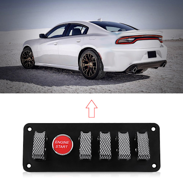 12V 6 grupp vipp Tändningsströmbrytare Panel Motor starttryckknapp för racingbil kolfiber
