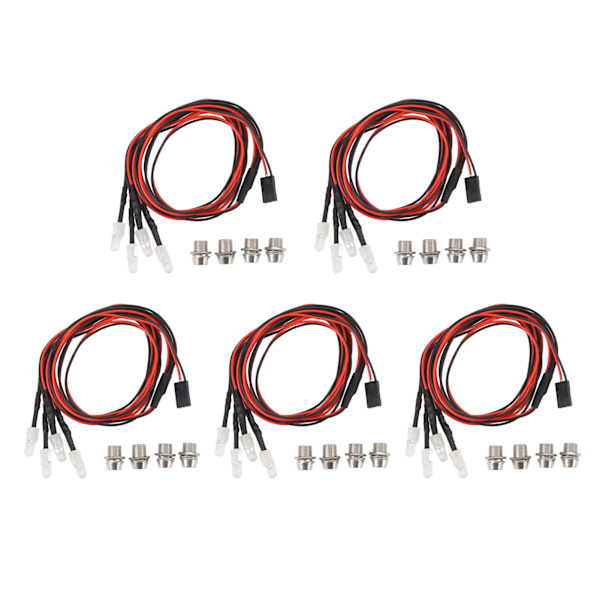 5 kpl RC-auton LED-valokitti 5 mm punaiset LED-helmet Traxxasille, Hsp:lle, Redcatille, Axial Scx10:lle, D90:lle, Hpi RC-autoille