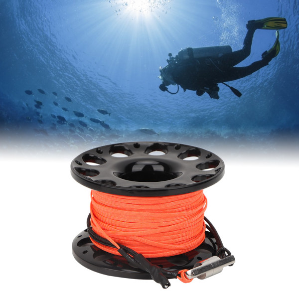 30m 4 färger Slitstark plast Scuba Diving Finger Spool Reel Diver Undervattenstillbehör (svart)