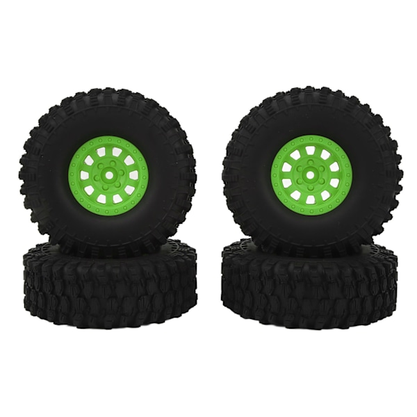 4 stk RC bildekk hjul 120 mm 1,9 tommer gummi med 10 eiker nylon hjulnav RC bildeler for Axial SCX10 90046 for Traxxas for Redcat GEN8 Grønn