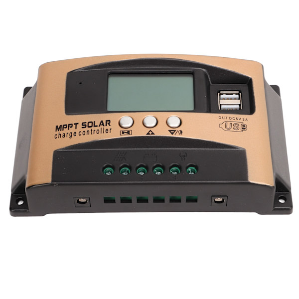 Solar Charge Controller MPPT Solar Charge Controller Solar Panel Regulator with LCD Display Parameter Adjustable Gold 60A