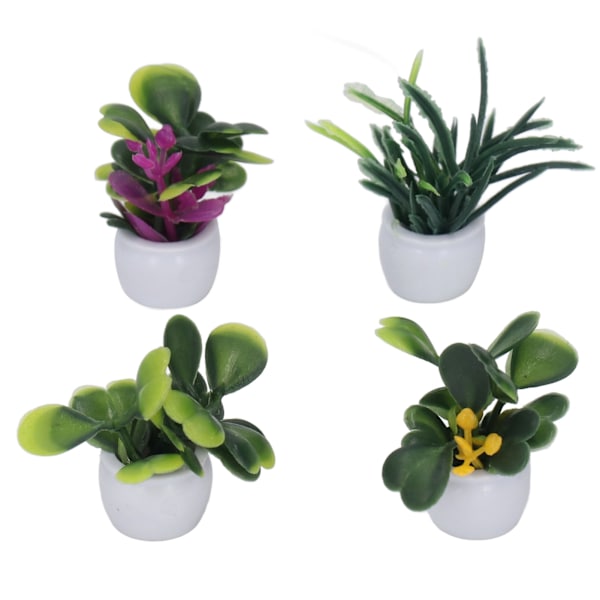 4 stk Dukkehustræer Miniatyr Kunstig Blomst Tiny Bonsai til 1:12 Dukkehustræde Dekoration