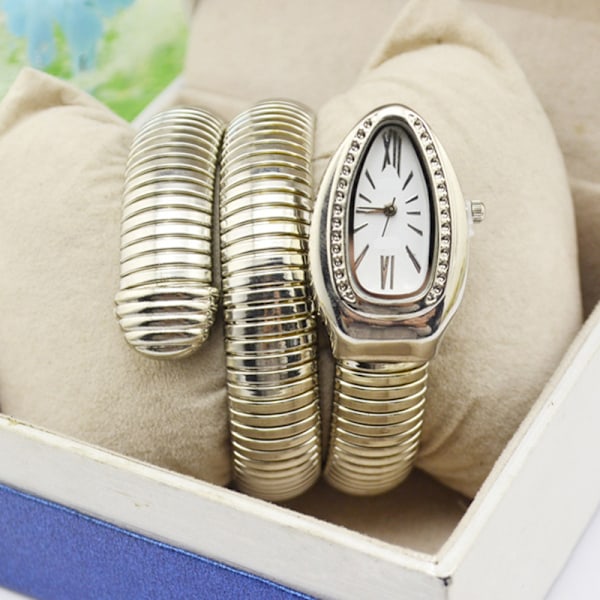 Dameklokke Mode Snake Shape Armbåndsur for Casual Work Office