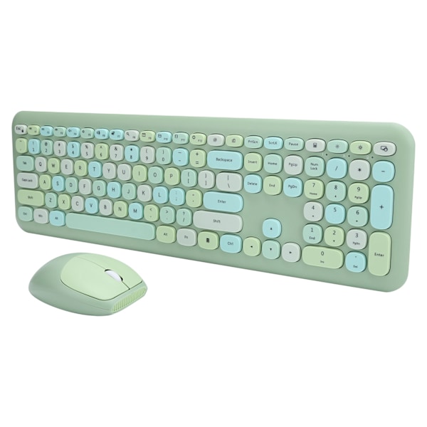 Trådløst Tastatur Mus Combo 110 Taster 2,4 GHz Chip til Kontor Hjemmecomputer Tilbehør Grøn Blandet Farve