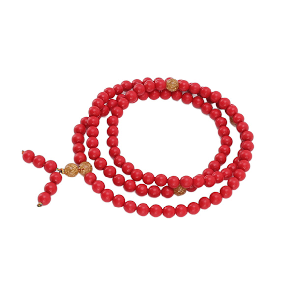 8 mm Naturligt Cinnober Armbånd 108 Røde Buddha Perler Bøn Strækarmbånd Håndleds Kæde Armbånd