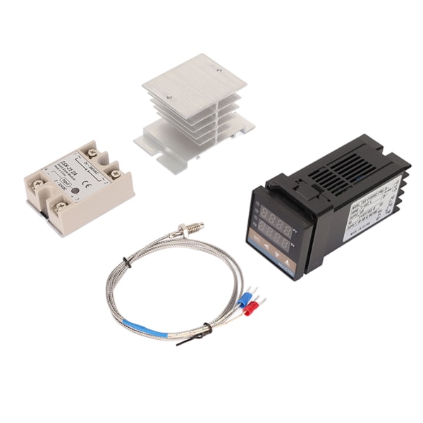 Digital PID Termostat Set Termoelement Kylfläns Relä Temperaturregulator Set med fäste för Farm Chicken House 25A