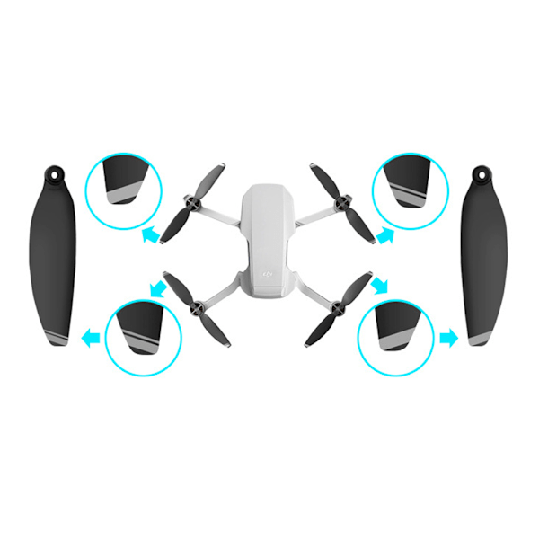 2 Par RC Drone 4726F Propeller Udskiftning Støjreduktion Passer til DJI Mavic Mini (Hvid Sort)
