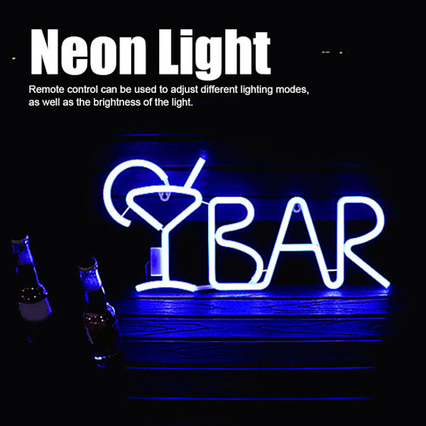 BAR Bokstäver Formad LED Neonljus Butiksskyltar Ljus för Party Bar Heminredning Blå