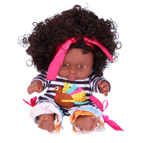 25 cm / 9,8 tum afrikanska flickdockor Naturtrogna babylekdocka Barn Småbarnsleksak FödelsedagspresentQ8-051C