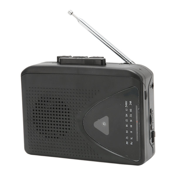Kassettspelare Retro Stereo 2 Laddningsmetoder Bärbar bandspelare med klar högtalare för inomhus utomhus svart
