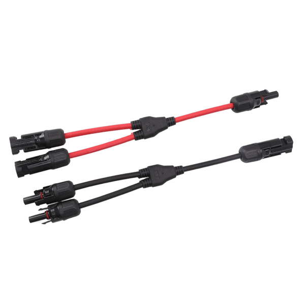 2 ST Y-grenar Solar Connectors 1 till 2 Splitter Solar PV Parallell Adapter Kabel Trådkontakt 1000V DC Röd Svart