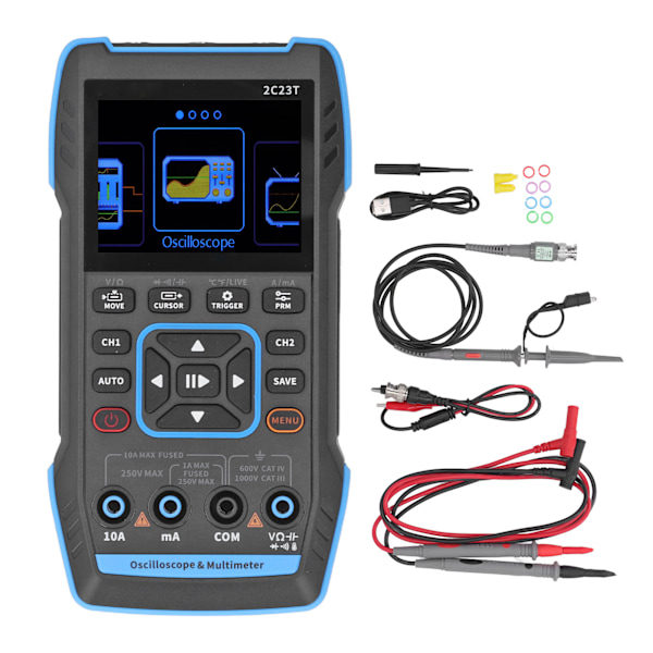 Oscilloskop Multimeter Signal Generator 3 In1 Dual Channel 2,8 tum HD LCD Digital Display Handhållet Oscilloskop med 10X sond