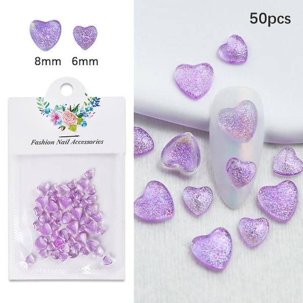 50 kpl Glitter Resin Heart Nail Art -koristeita TYYPPI 1