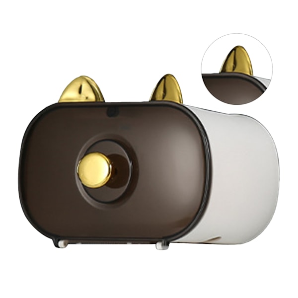 Väggmonterad mjukpapperslåda Vattentät Toalettpappershållare Fortune Cat Tissue Box Dispenser för kök Badrum Office Vit