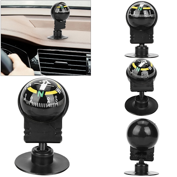 2 st LC282 ABS Bärbar Bilkompass Guide Ball med Sugkopp Utomhus Navigationsverktyg