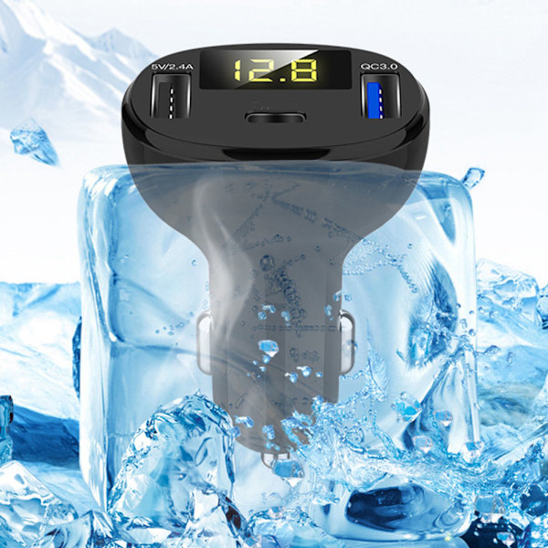 5V/2,4A QC3.0 Dobbel USB Hurtig Ladestasjon Billader Sigaretttenner Adapter Universal